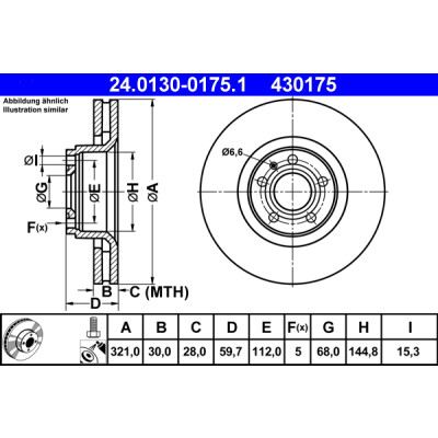 ATE Bremsscheiben Set  für Audi VW Seat 4F0615301E 4E0615301AD