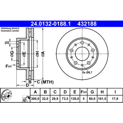 ATE Bremsscheiben Set  für Citroen Fiat Peugeot Opel 51957509 1612435480