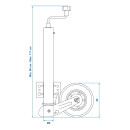 Stützrad 60mm Stahlfelge mit Vollgummi-Reifen 200x60mm klappbar